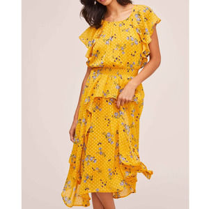 ASTR THE LABEL - Sheila Floral Ruffle Midi Dress | L